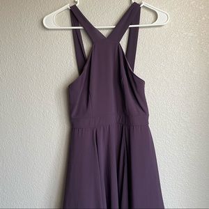 Plum Purple Mini Dress with Unique Neckline
